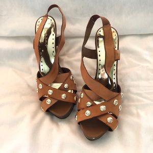 BCBGirls gold studded high heel sandals